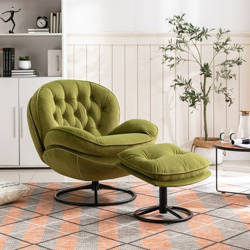 Upholstered Lazy Chair With Ottoman, Metal Legs And Frame Modern Lounge ...