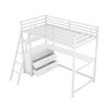 NicBex Twin Size Bunk Bed with Desk Loft Bed Metal Bed Frame with Shelves, 2 Drawers, Inclined Ladder and Guardrail, No Box Spring Required, White - image 3 of 4