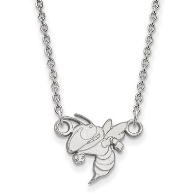 Black Bow Jewelry 10k White Gold Georgia Tech Yellow Jackets NCAA Necklace 18 Inch