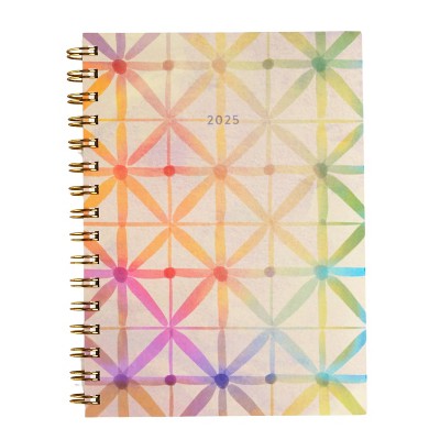 Inspired by Erin Condren 2025 Weekly/Monthly Planner 8.3"x6" Watercolor Painted Print: Spiral Binding, Adult Stationery