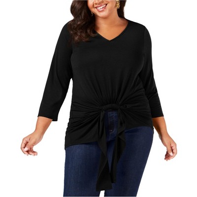NY Collection Womens Gathered Front Pullover Blouse