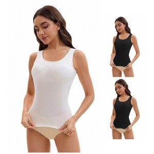 INSPIRE CHIC Women's 3 Pcs Wide Strap Built-In Padded Bras Casual Tank Camisoles - 1 of 4