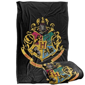 Harry Potter Hogwarts Crest Black Silky Touch Super Soft Throw Blanket 36" x 58" Hogwarts Crest - 1 of 4