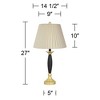 360 Lighting Kamila Traditional Table Lamps 27" Tall Set of 2 Gold Black Ivory with Dual USB Charging Ports Linen Shade for Bedroom Living Room House - 4 of 4