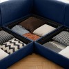 DOMETOUR Blue Chenille 2-Seater Sofa with 2 Storage Ottomans, Cylindrical Backrest & Armrests, Modern Loveseat with Hidden Storage - 4 of 4