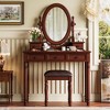 TOBILI Vanity Desk with Adjustable Angle Mirror, Vintage Vanity Makeup Table and Cushioned Stool Set Lining 5 Drawers,Walnut - 2 of 4