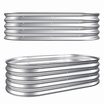 VisioGear 2Pcs Raised Garden Bed Kit, Planter Raised Garden Beds for Outdoor for Vegetables, Flowers &Herbs, Silver, 46.65"*24.6"*12"