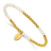 Chisel Stainless Steel Yellow IP-plated 3mm White Freshwater Cultured Pearl Beaded 6.5" Stretch Bracelet - 2 of 4