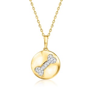 Ross-Simons Diamond Dog Bone Disc Pendant Necklace in 18kt Gold Over Sterling - 1 of 3
