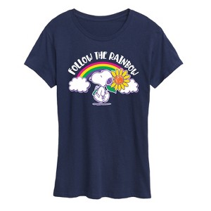 Women's - Peanuts - Follow The Rainbow Short Sleeve Graphic T-Shirt - 1 of 4