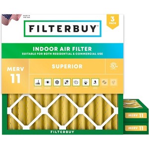 Filterbuy 22x22x2 Air Filter (3-Pack), Pleated MERV 11 Allergen Defense Replacement HVAC AC Furnace Filters (Actual Size: 21.50 x 21.50 x 1.75) - 1 of 4