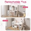 Kids Vanity Table with Tri-Fold Mirror & Chair - Wooden Makeup Playset for Girls with Storage Shelves - 4 of 4