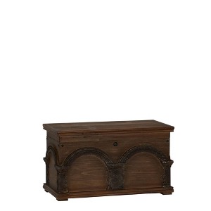 Household Essentials Small Wooden Arch Storage Trunk Brown - 1 of 4