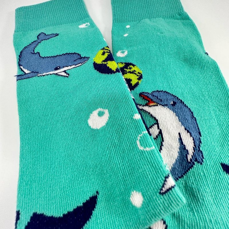 Dolphins and the Earth Socks (Women's Sizes Adult Medium) from the Sock Panda, 3 of 7