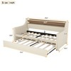 Gulches Twin Size Daybed with Trundle, Upholstered Daybed with Charging Station and LED Lights, Beige - 4 of 4