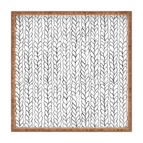 Ninola Design Wool Braids Drawing 12 X 12 Square Medium Bamboo Tray 