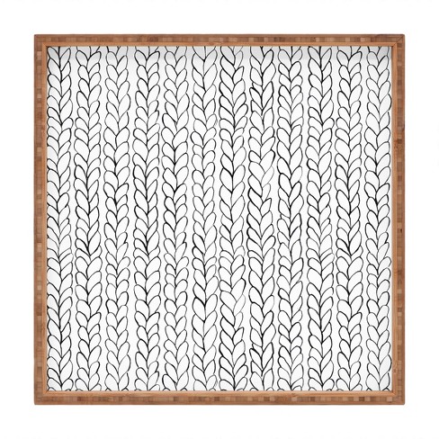 Ninola Design Wool Braids Drawing 12 X 12 Square Medium Bamboo Tray 