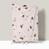 Soft Flannel All-Season Cozy Throw with Green Pine Trees, Red Bows & Golden Stars - for Sofa, Bed, Travel, Camping, Living Room, Office Decor - 4 of 4