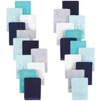Hudson Baby Infant Boy 24Pc Rayon from Bamboo Woven Washcloths, Navy Teal, One Size