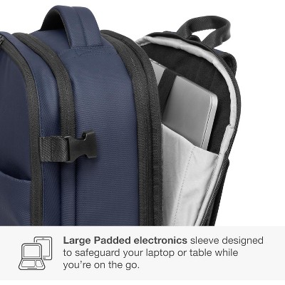 Traveler's Choice Markham Expandable, Clamshell Opening, Weekender, 27L Capacity Travel Backpack, Navy — фото 8