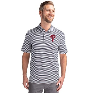 Philadelphia Phillies Cutter & Buck Virtue Eco Pique Stripe Recycled Mens Big and Tall Polo - 1 of 1