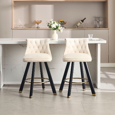 NicBex Luxury Accent Chair Barstools Set of 2 Living Room Chair with Upholstered Counter Height for Kitchen Island, Dining Room