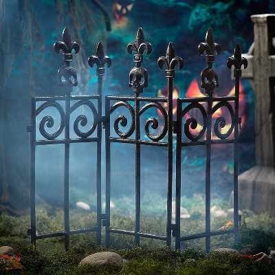 Seasons 3 ft Black Plastic Fence with Scroll Work - Black