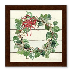 Courtside Market Christmas Wreath 8x8 Framed Art Board - 1 of 2