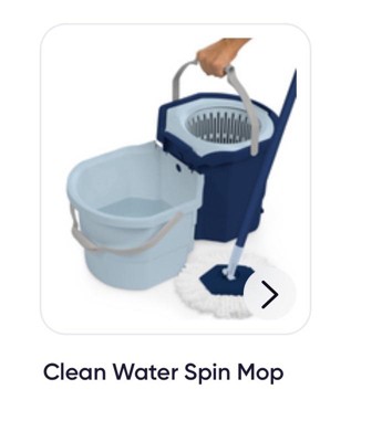 Casabella Clean Water Microfiber Spin Mop with 2-Bucket System, Blue/White