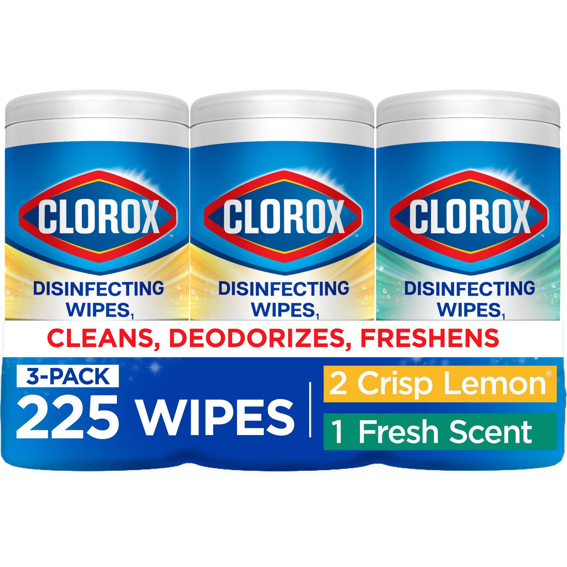 Clorox Cleaning & Disinfecting Wipes Value Pack - Lemon & Fresh - 225ct/3pk