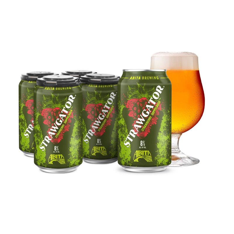 Abita Strawgator Fruit Lager Beer - 4pk/12 fl oz Cans, 4 of 9