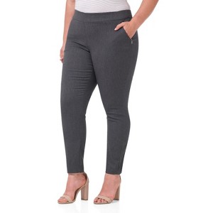 Rekucci Curvy Woman Ease into Comfort Skinny Pants with Tummy Control | Pull-On Stretch Work Pants - 1 of 3