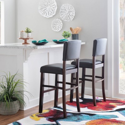 Espresso Elegance 30" Dark Brown Leather Upholstered Barstool