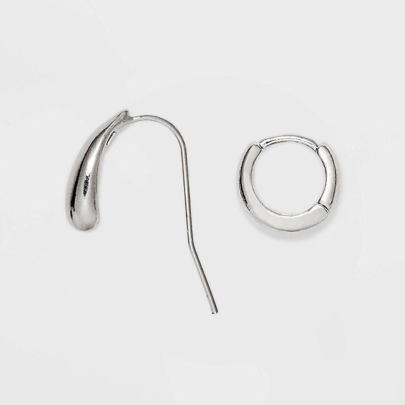 Stud and Hoop Earring Set 3pc - A New Day&#8482; Silver, 2 of 3
