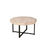 Octagonal Vintage Wood Side Table with Metal Cross Legs for Living Room, Bedroom, or Office - 4 of 4