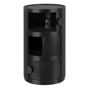Haitral 3 Drawer Barrel Nightstand Black - 1 of 4