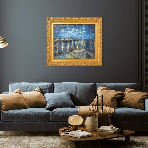 American Art Decor 31.75"x27.62" Ornate Framed Starry Night Over The Rhone Canvas Print by Vincent van Gogh: Impressionist Wall Decor - 1 of 4