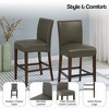 New Pacific Direct Milton Bonded Leather Counter Stool 26",Brown Legs,Vintage Gray,Fully Assembled - 4 of 4