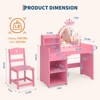 Kids Vanity Table and Chair Set with Mirror and Lights, Drawer and Open Storage Shelves, Wooden Dressing Table for Little Girls - 3 of 4