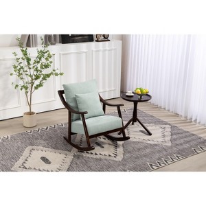 CAVINAS Mid-Century Modern Woven Fabric Rocking Chair,Comfy Accent Chair,Solid Wood Padded Glider Armchair for Living Room,Bedroom,Balcony - 1 of 4