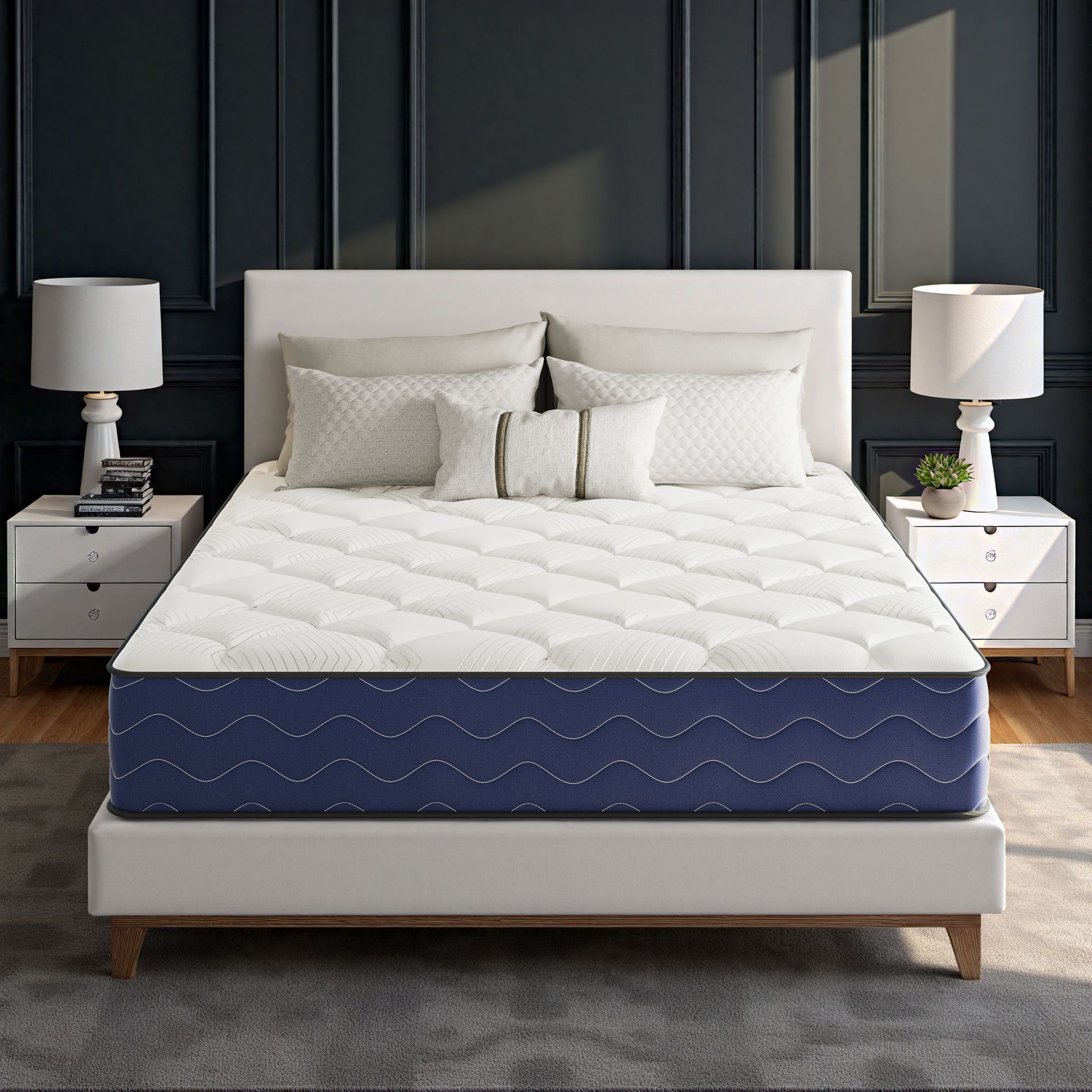 Swedrea Hybrid Mattress Medium Skin Friendly Memory Foam in White, Green, Gray, and Blu