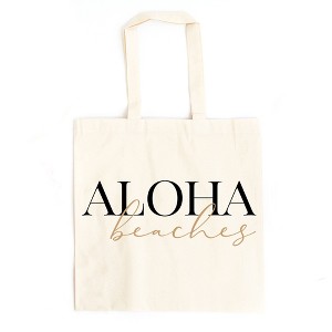 City Creek Prints Aloha Beaches  Canvas Tote Bag - 15x16 - Natural - 1 of 2
