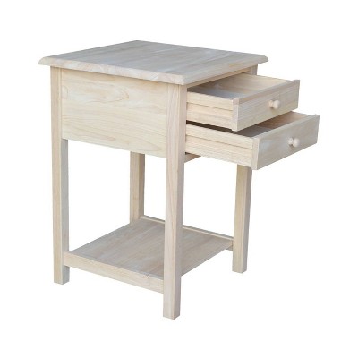 Eco-Friendly Unfinished Rubberwood Square Side Table with Storage