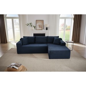 VASIP L-Shaped Left Lounge Chair Cloud Sectional Modular Sofa with Deep Seat,  for Living Room, Apartment, Bedroom No Assembly Required,Black - 1 of 4