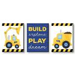 Big Dot of Happiness Construction Truck - Baby Boy Nursery Wall Art and Kids Room Decorations - Gift Ideas - 7.5 x 10 inches - Set of 3 Prints