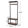 Kumasinova Mango Wooden Coat Rack with Bench Storage,Industrial Hall Tree with 5 Double Hooks,75.5" Clothes Rack for Entryway&Hallway - 2 of 4