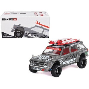 Datsun Kaido 510 Wagon 4x4 RHD "Kaido Offroad V1" Gray Metallic w/Red Interior and Surfboards 1/64 Diecast Model Car by Mini GT - 1 of 4