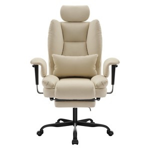 Kumasinova Luxury Ergonomic Executive Chair with Retreactable Footrest,Ultra Comfort PU Leather Boss Chair with Lumbar Pillow,Headrest&Armrest - 1 of 4