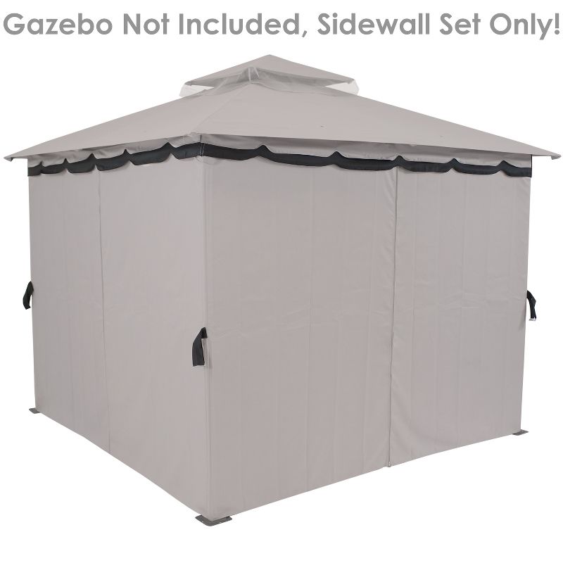 Sunnydaze Outdoor Gazebo 4-Piece Polyester Fabric Privacy Sidewall Set for 10' x 10' Gazebo - 80" H x 103" W, 5 of 9