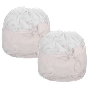 Unique Bargains Large Mesh Durable Washable Laundry Bags 2 Pcs White - 1 of 4